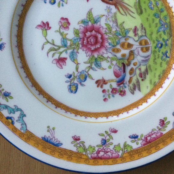 Vintage Coalport AD 1750 England Porcelain plate 10 5/8" diameter peacock floral - Picture 6 of 9